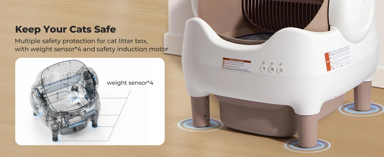 【For fans limited time 】Self Cleaning Litter Box, Automatic Cat Litter Box with APP Control, Odor-Free  Large Waste Bin, Open-Top for Multi Cats