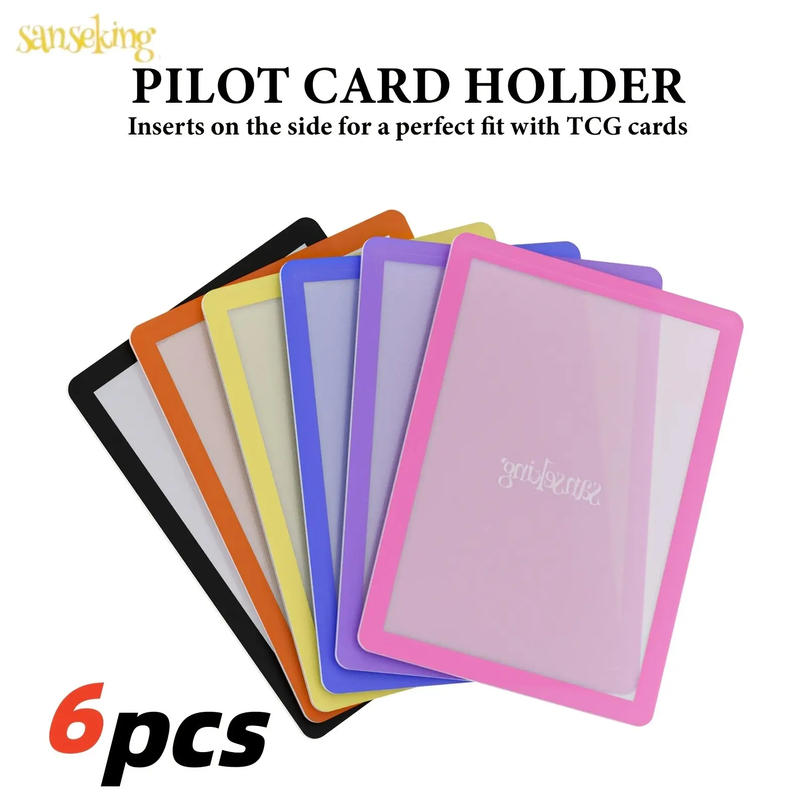 [Sanseking] 6pcs 35PT Side Loading Card Holders, Rigid PVC Trading Card Sleeves, For MTG PTCG TCG Standard Size Card Protectors with Colored Frames, Anti-Scratch Card Hard Loaders for Sports Star Anime Cartoon Games Trading Cards