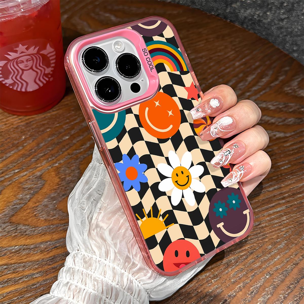 Creative Checkered Pattern Shockproof Phone Case for iPhone 7 8 X XR 11 12 13 14 15 16 17 Pro Max Plus Air 17E Protecitved Cover Affordable Trendy Unique