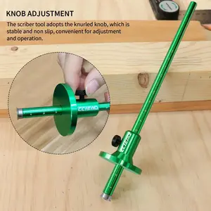 1 Green Simple Scriber with 2 Pencils, Accurate Positioning & Marking Tool for Manual Measurement in Home Improvement Carpentry