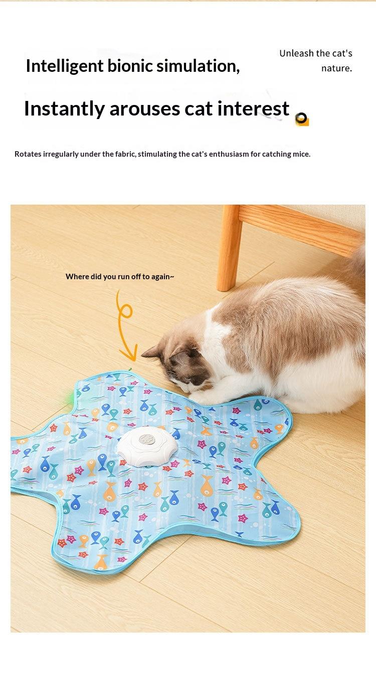 Interactive Underwater Themed Automatic Cat Toy, Hide-and-Seek Electronic Moving Feather Teaser for Indoor Cats, Self-Playing Kitten Enrichment Exercise Toy