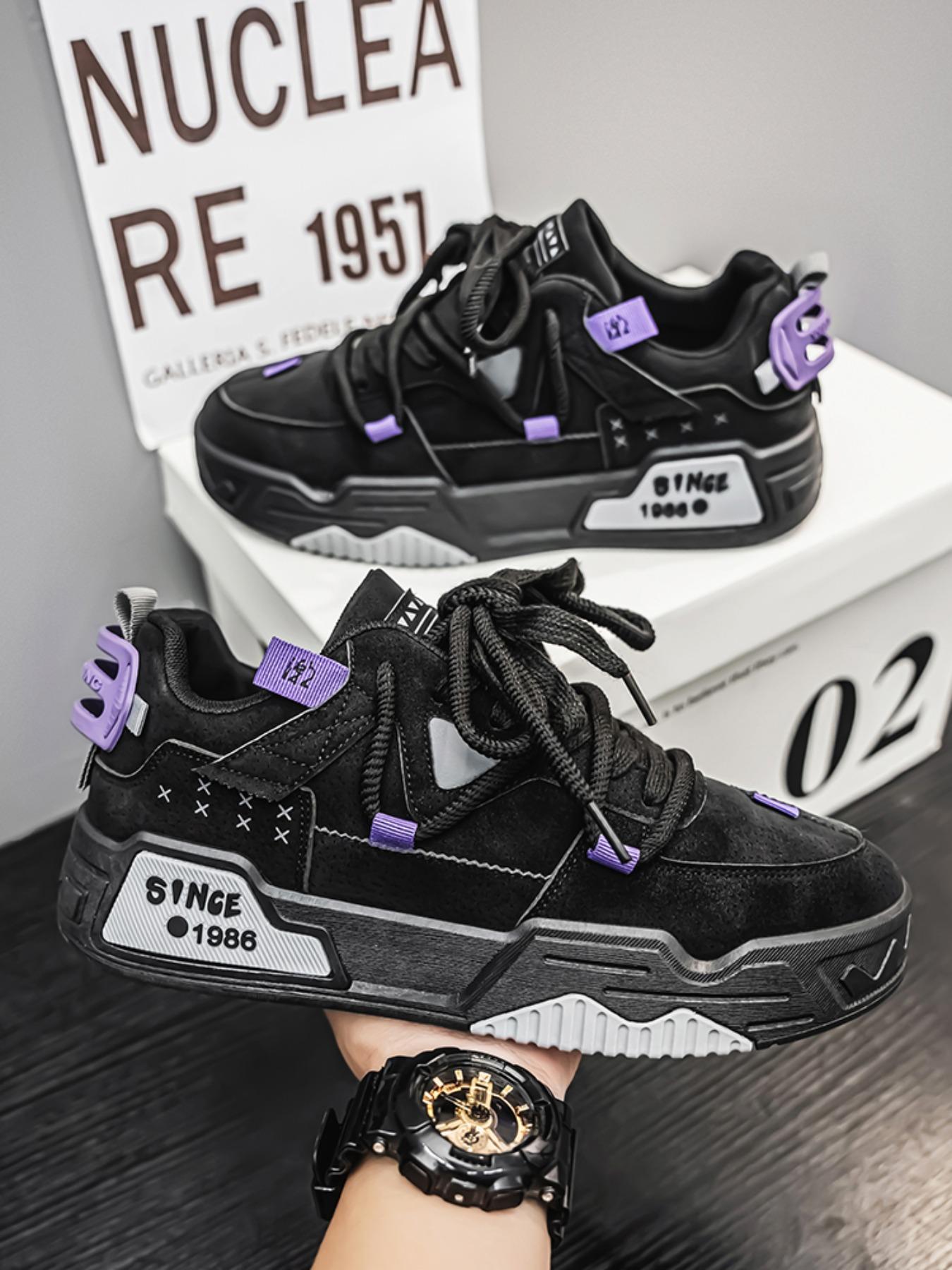 Men's Fashionable Lace Up Skateboarding Shoes, Casual Comfortable Breathable Sports Running Shoes, Male All-match Round Toe Shoes for Daily Wear, Outdoor Sneakers