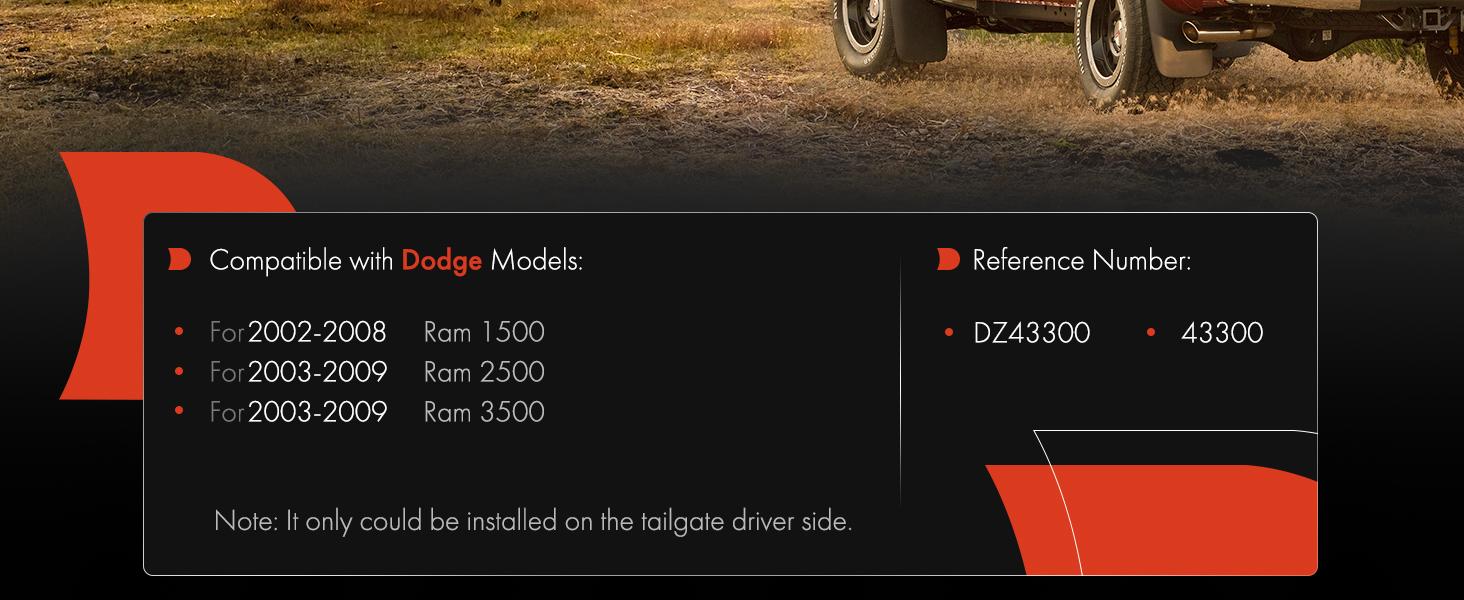 THE WELL KEPT Tailgate Assist Shock Strut Replacement for Dodge Trucks Ram 1500 Ram 2500 Ram 3500 2002-2009