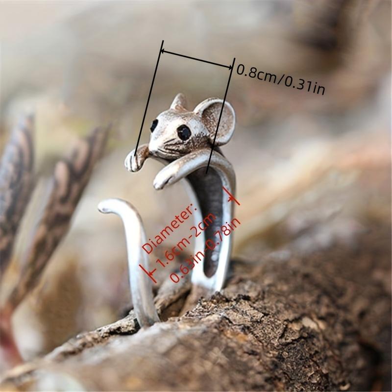 DB- Creative Design Rat Rings Retro Open Adjustable Animal Rings for Women Personality Ring Jewelry Party Exquisite Rings Gift-DB