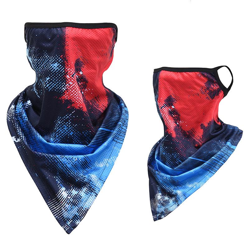 Ice silk ear mask triangular towel neck cover mesh sun protection outdoor cycling fishing windproof scarf men's and women's face towels summer Warm Compression Knee