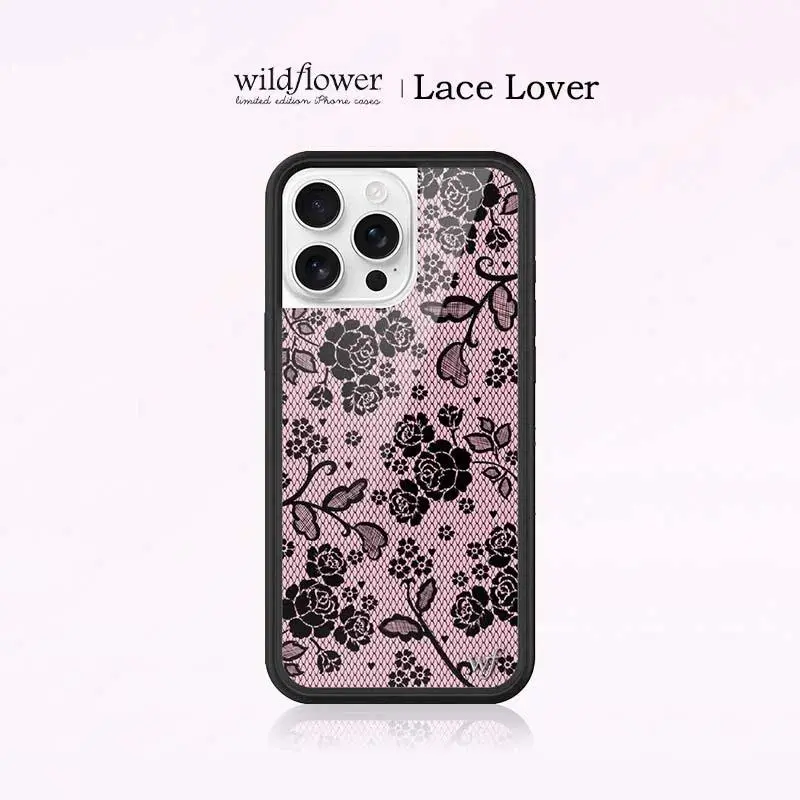 Wildflower Lace Lover Cool Girl Shockproof Phone Case for iPhone 12 13 14 15 16 17 Pro Max Fashion Flower Anti-Fall Back Cover﻿﻿ cute multi-color everyday protective case
