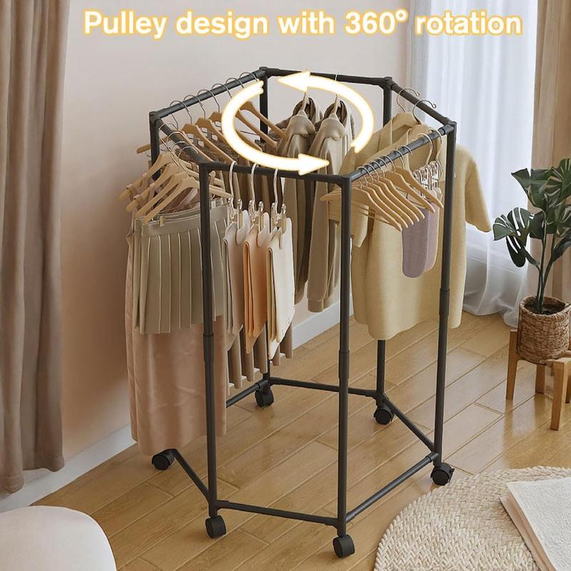 360 °   Rotatable Clothes Drying Rack, Space-Saving, Detachable And Portable, Suitable For Bedrooms, Balconies, And Dormitories, High-Capacity Metal Clothes Rack