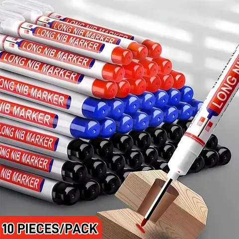 Long Marker Pen, 10 Pcs/Set, Waterproof Ink Drawing Markers, Multipurpose Deep Hole Marker Pen for Metal, Ceramic, Glass, Leather and Film, Convenient Quantity, Artist Drawing Pen, Art Marker Pens, Sketch Markers, Drawing Supplies