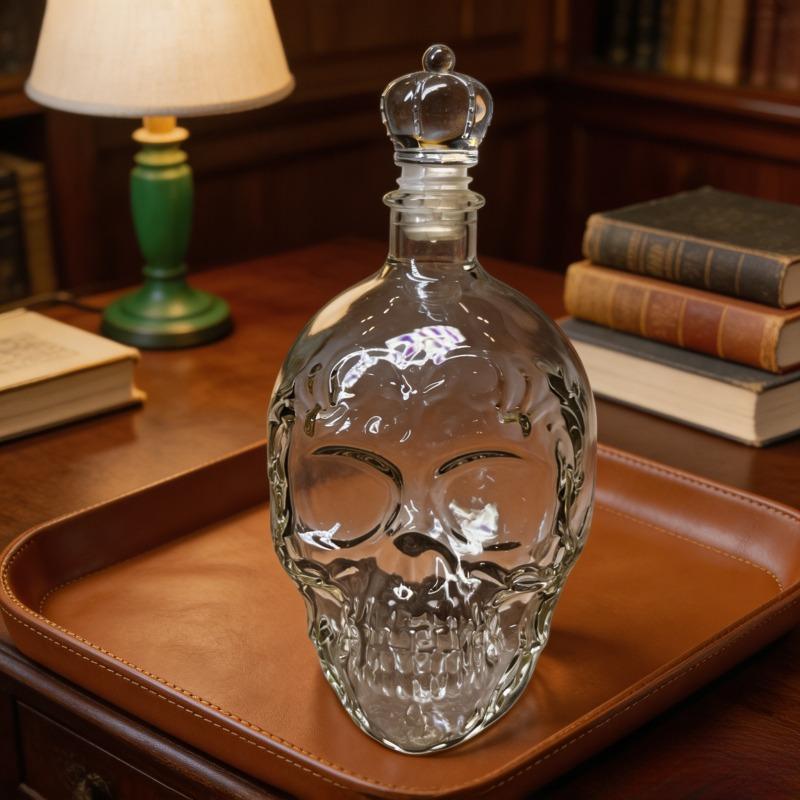 Sovereign Skull Whiskey Decanter, 350ml Gothic Skull Glass Liquor Bottle, Dark Style Empty Wine Vessel for Home Bar Decor & Gift Sovereign Skull Whiskey Decanter, 350ml Gothic Skull Glass Liquor Bottle, Dark Style Empty Wine Vessel for Home Bar Decor & Gift