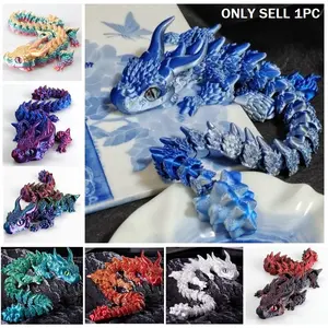 Realistic Dragon Eyes Desktop Decoration, Multi-Jointed 3D Printed Collectible Chinese Dragon Figurine, Gift Doll, Small Toy, Multiple Colors Available