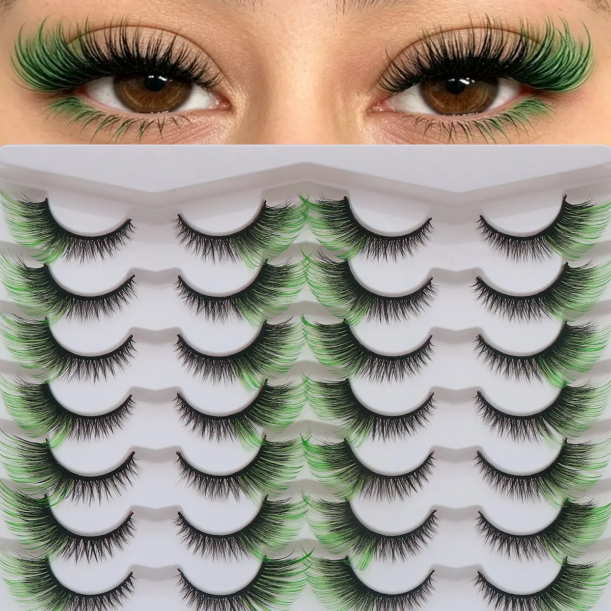 14 Pairs Cat Eye Style Colored Cosmetic False Eyelashes, Perfect Gift for Christmas Halloween, Reusable for Stage Makeup Cosplay