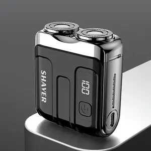 Travel Electric Shaver For Men Double Floating Magnetic Blade Head Portable Beard Knife Rechargeable Mini Rotary Electric Razor