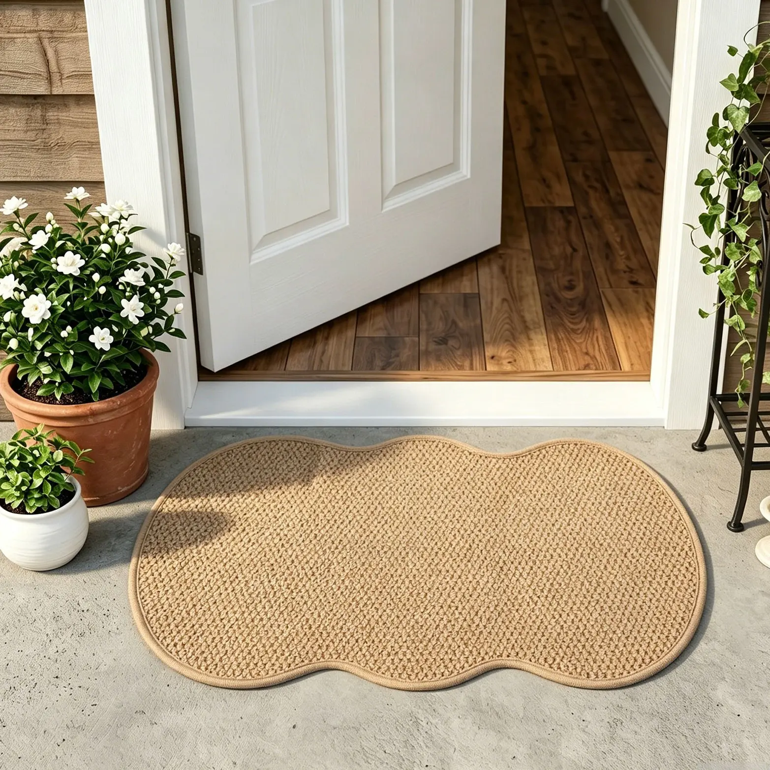 1pc Brown Peanut Shape Irregular Pineapple Texture Door Mat, TPR Non-Slip Bottom, 100% Polyester Soft Skin-Friendly, for Bathroom Entryway Multi-Scene, Easy Clean Floor Mat, Front Door Mat