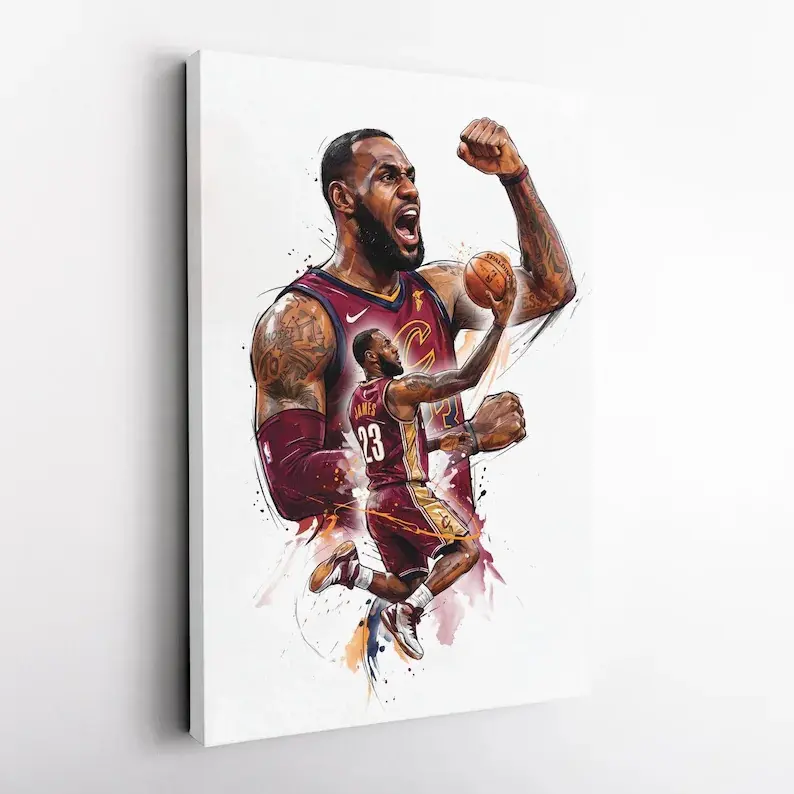 LeBron James Canvas Wall Art, Cleveland Cavaliers,  Print, Basketball Wall Art, Home Decor, Framed Poster, Gift for Cavaliers Fans