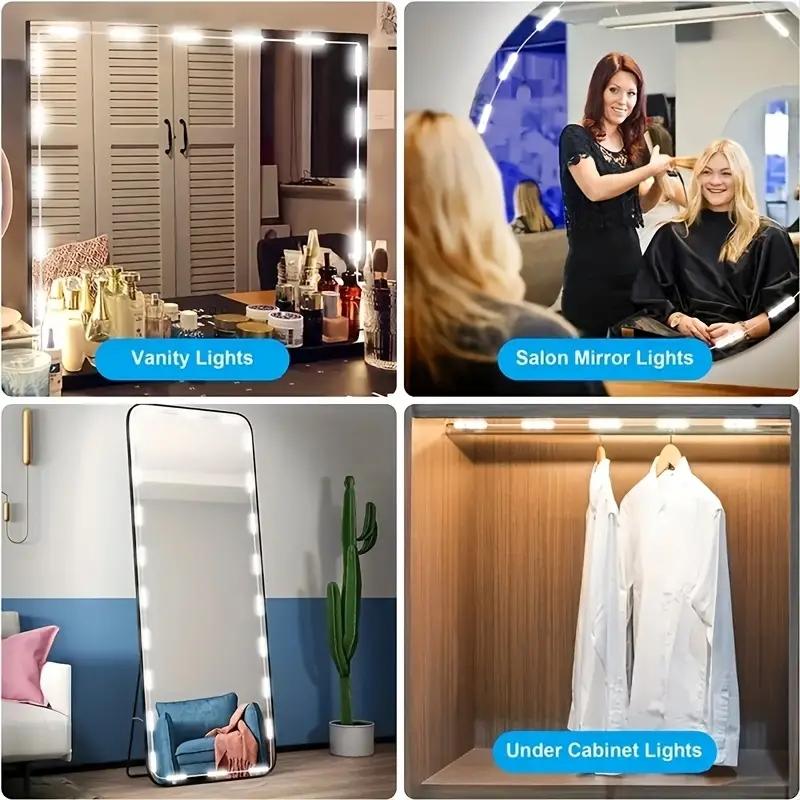 USB Powered Touch Sensor Makeup Mirror Light, Dimmable 42 LED Floor Mirror Light Strip, Lighted Makeup Mirror, LED Light for Bathroom, Bedroom, Dressing Room