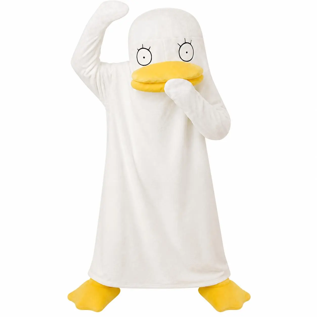 Kids' Fluffy Duck Onesie, Unisex Cartoon Coral Fleece Jumpsuit with Long Sleeves, Loose Cut Loungewear with Attached Duck Slippers for Party Outfits, Ultra Soft Animal Onesie Cartoon Colorful Sleepwear