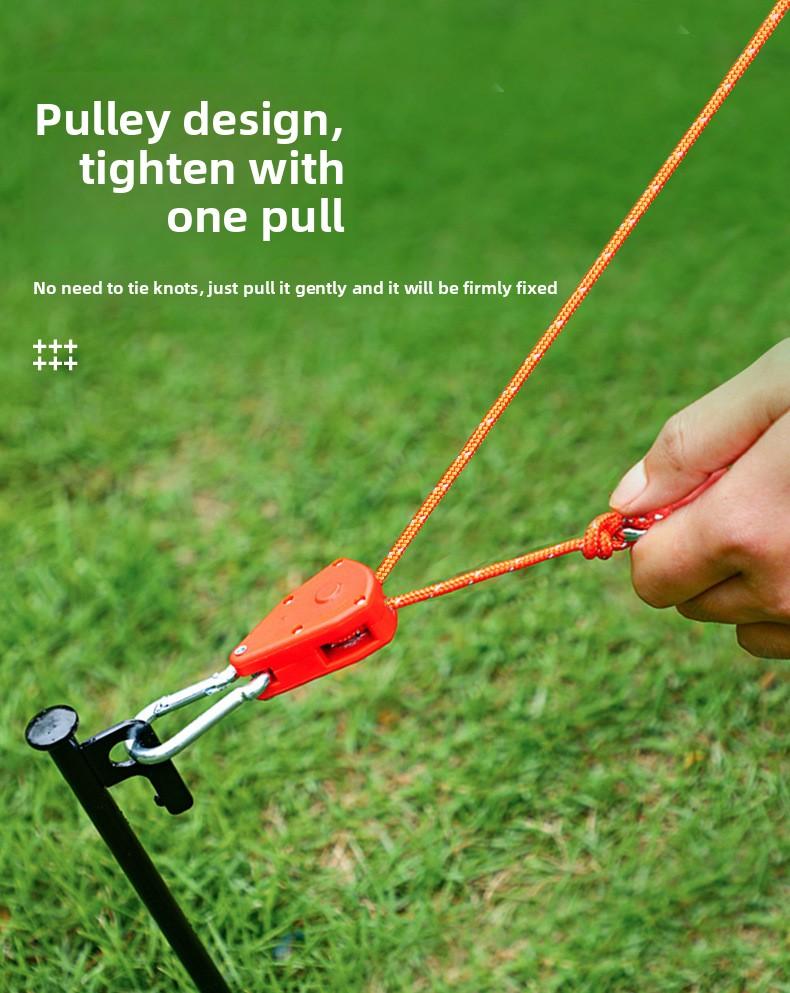 Outdoor camping tent windproof rope pulley adjuster