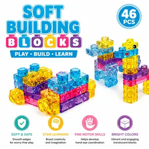 Durable Soft Building Blocks, Colorful Jelly-Like Texture, Silicone Material, Creative Play, Indoor Educational Game, Ages 3+, Boxed Packaging