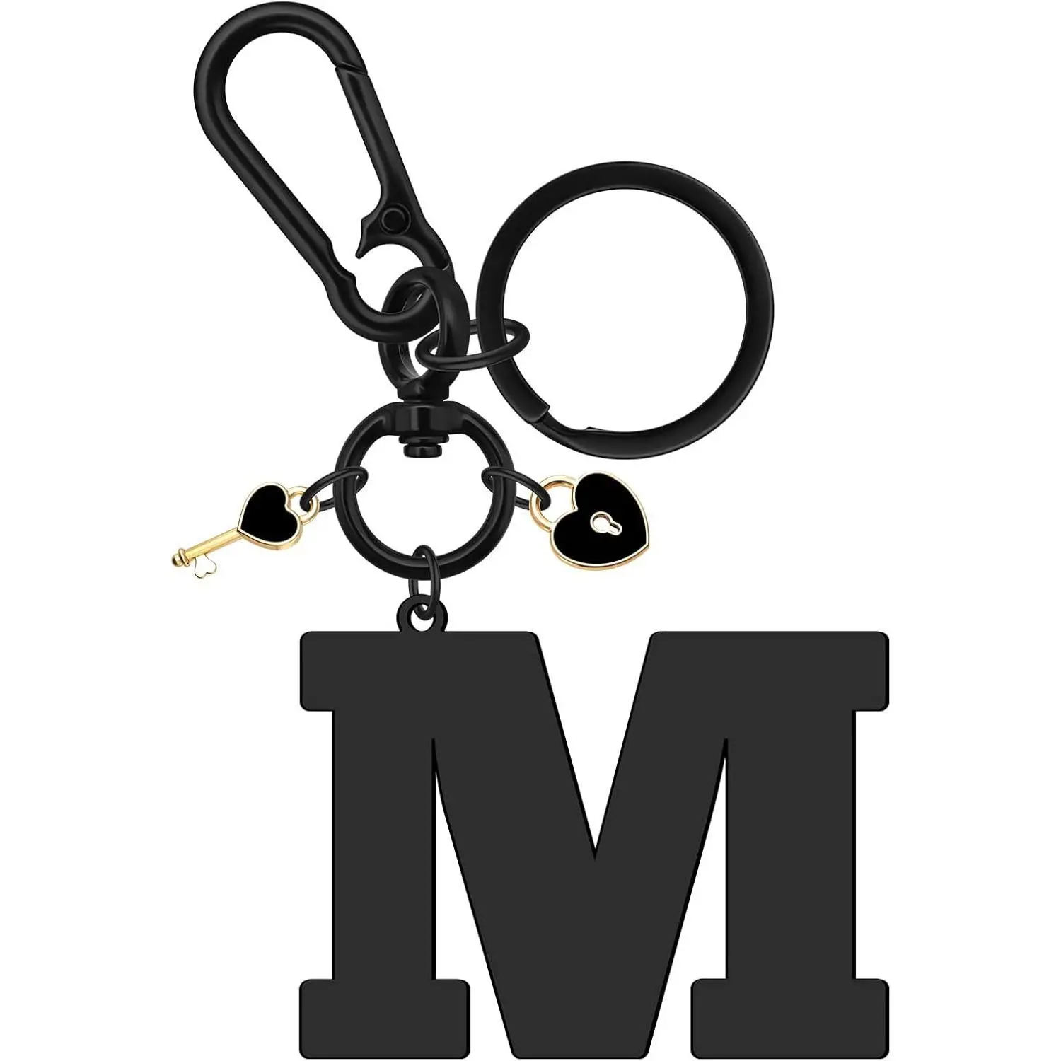 Baipilu Black Letter Keychain Gift A-Z Initial Letter Keychain for Women Girls Initial Keyring for Backpack Bag
