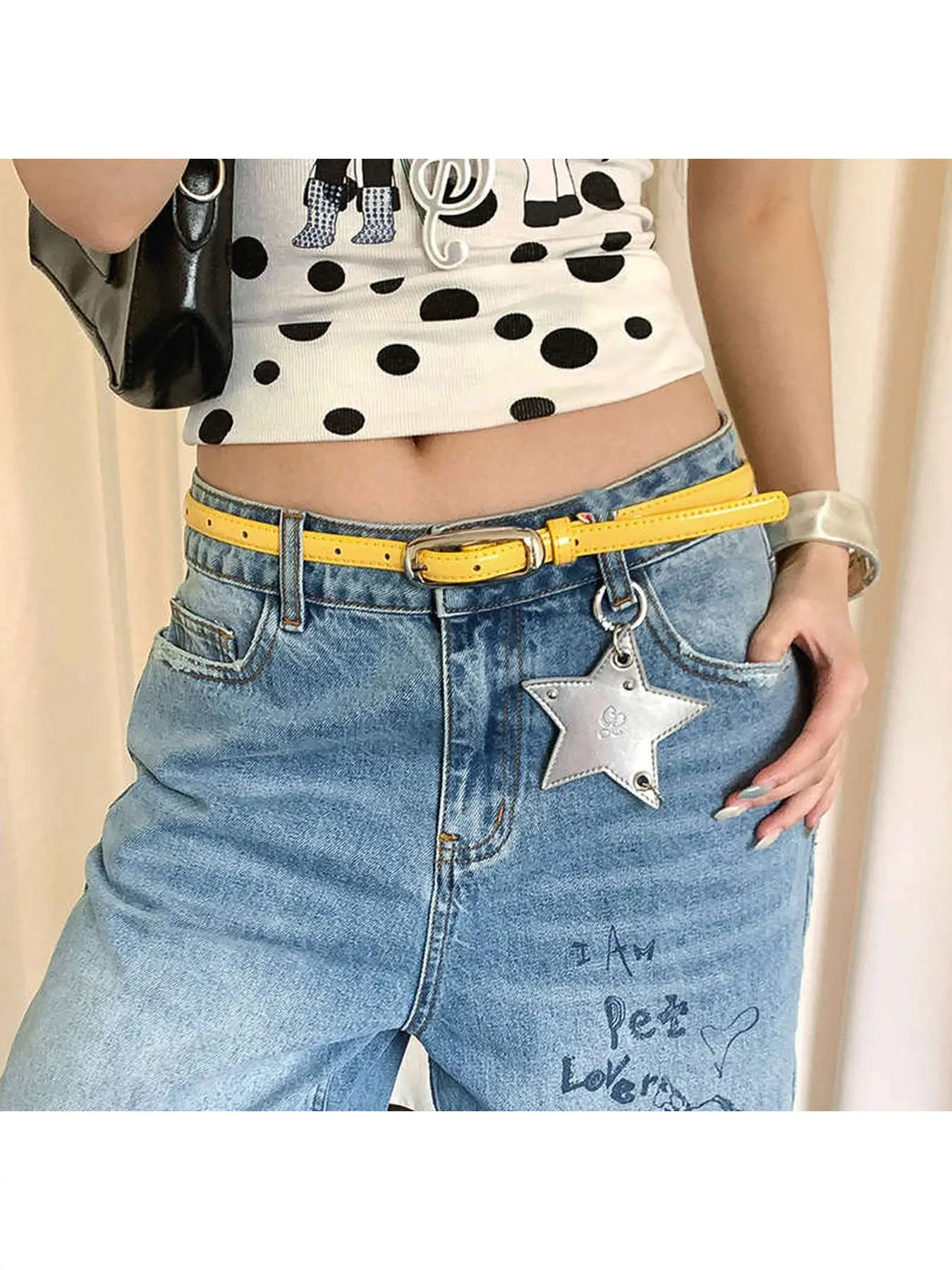 Y2K Colorful Thin Belt for Women - Dopamine Aesthetic Metal Buckle PU Leather Waistband, Versatile for Jeans, Dresses & Y2K Outfits
