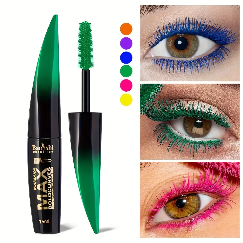 Slim Wand Shape Mascara, Long-Lasting Lengthening & Curling Formula, Vibrant Color, Waterproof & Sweatproof - 6 Colors, Lengthening Mascara, Long Lasting Mascara