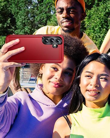 for Galaxy A15-5G Phone Case: with Tempered Glass Screen Protector [2 Pcs]+ Full Camera Lens Protection, Love Heart Plating Girly Women Luxury Shockproof Android A 15, Pink