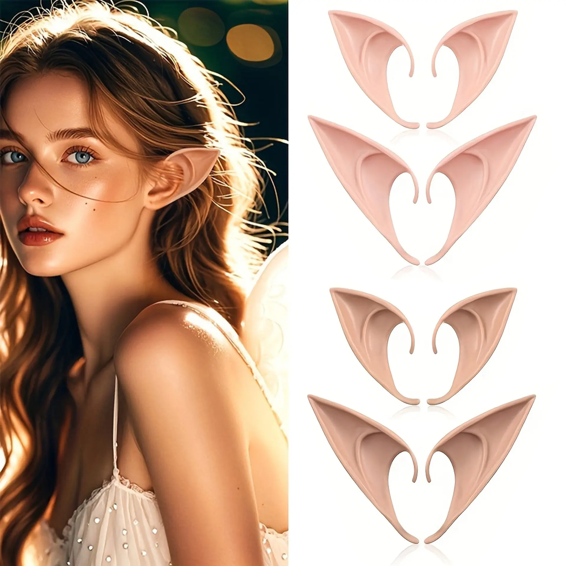 Halloween Elf Ears Cosplay Props, Avatar Elf Ears, Vampire Dentures, Fairy Ears, Party Accessory, Perfect for Halloween Costume Accessories
