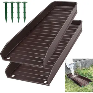 2 Pack Gutter Downspout Extensions Rain Gutter Downspout Splash Block Drain Water Downspout Diverter Gutter Splash Guards for Rainwater Drainage 16.3Inch Brown