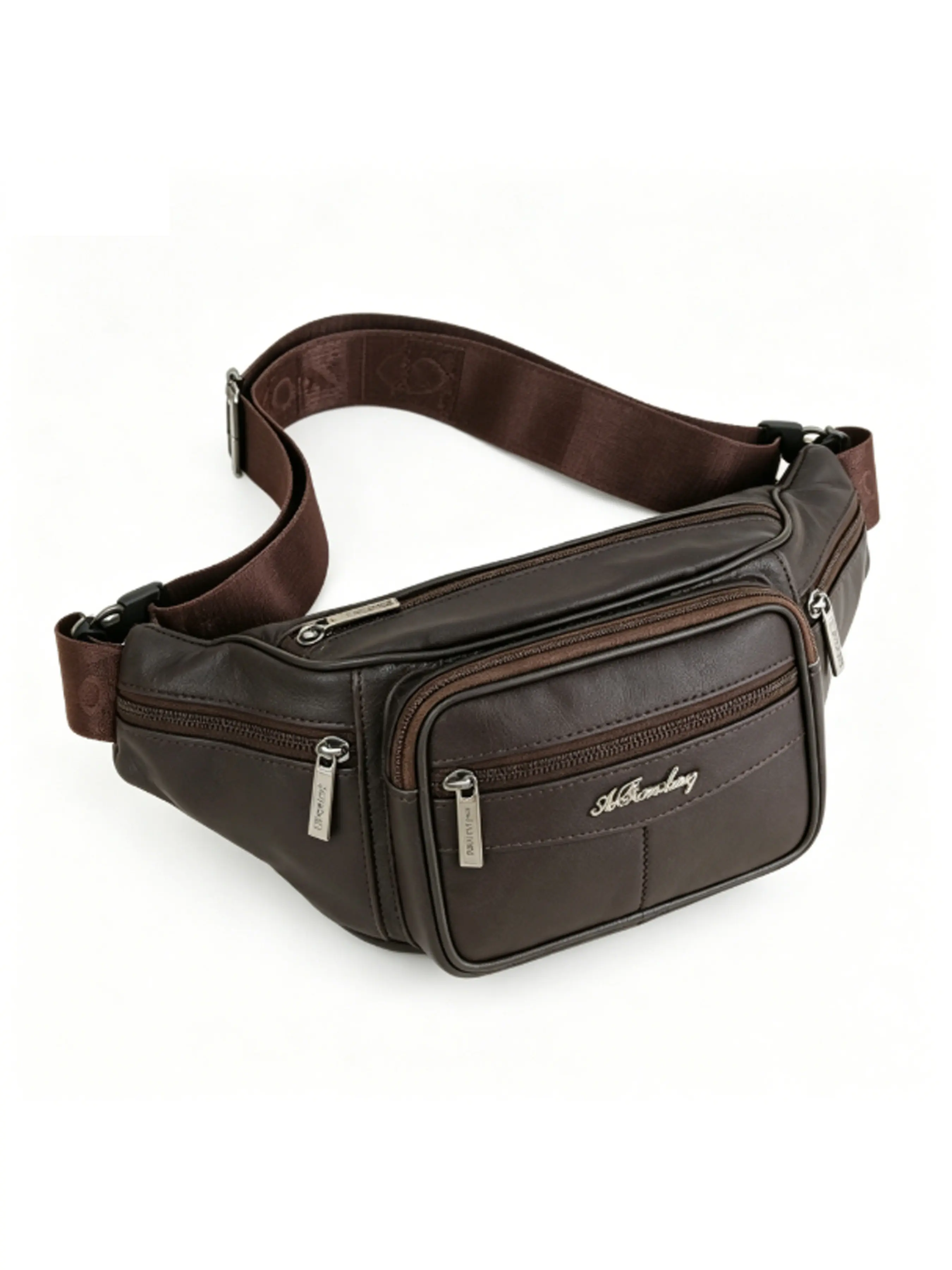 Men's Multi-Layer Leather Waist Bag, Leather Fanny Pack, Crossbody Chest Pack, Outdoor Sports Bag, Travel Daily Storage Pouch, Compact Carry All-Day