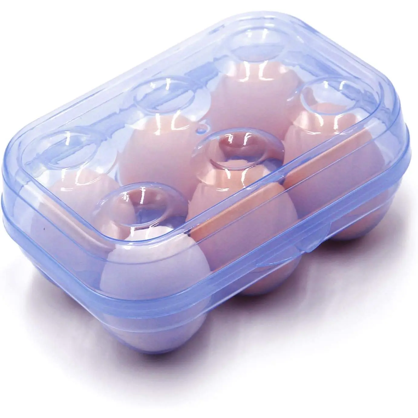 6 Grid Egg Storage Box Refrigerator Crisper Egg  Box Portable Egg Carriage Container For Camping Picnic Essential (Blue)