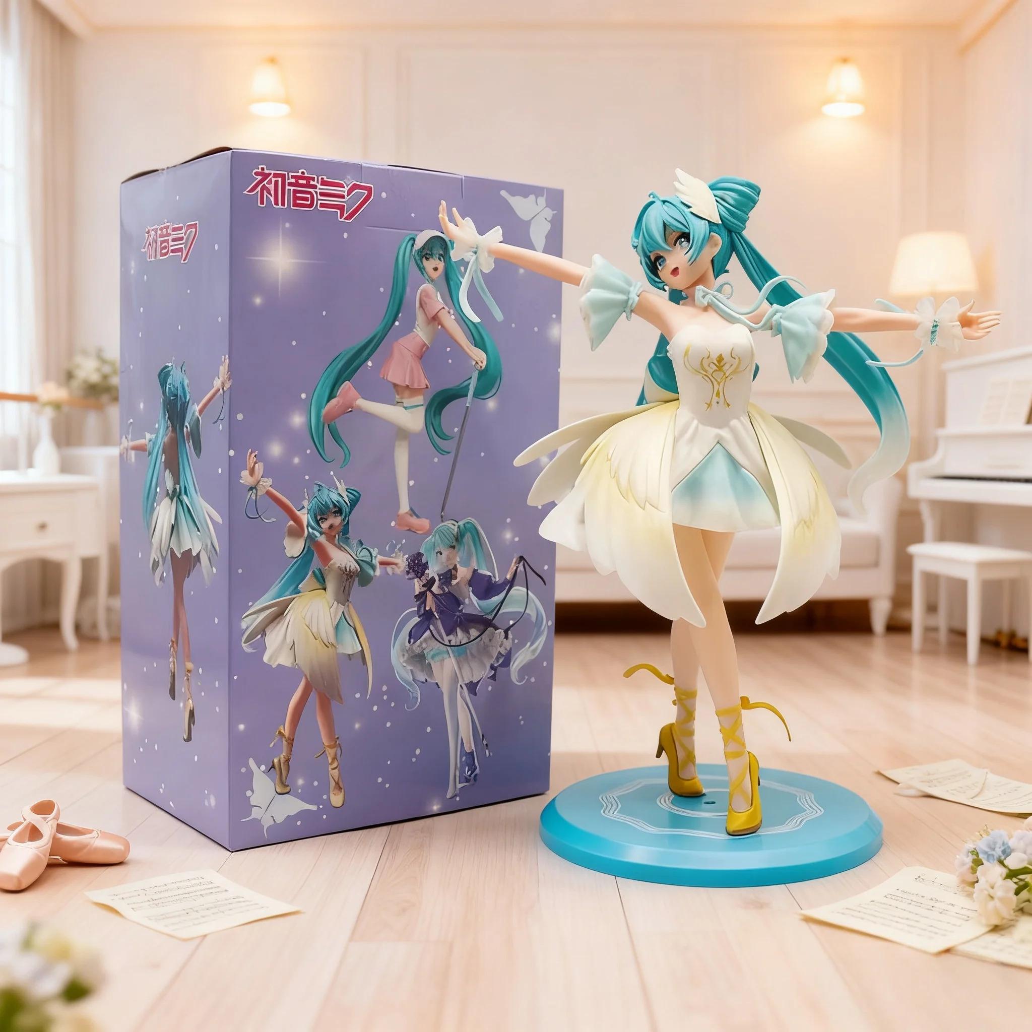 New Noble and Elegant Swan Ballet Hatsune Miku Pvc Character Model Ornament Animation Collector Statue Desktop Decoration