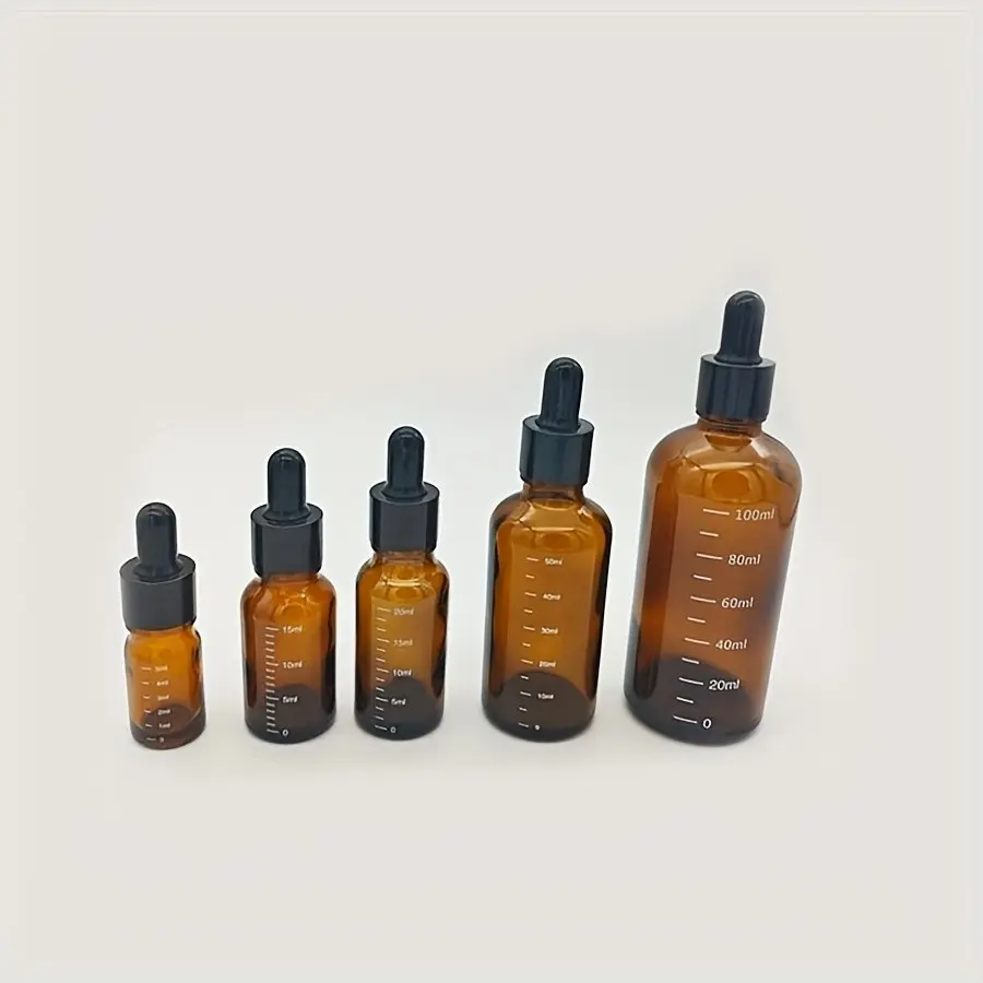 2/4/6pcs tea-colored essential oil bottle sub-filling bottle Refillable Bottle Glass brown stock liquid bottle essence liquid bottle cosmetic sample bottle dropper bottle Travel Bottles Set
