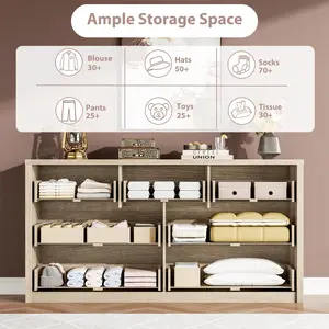 【Garvee】 Spacious Storage Solution 7 Drawer Dresser - Wide Modern Wooden Chest for Bedroom, Living Room, Hallway - Large Organizer Cabinet