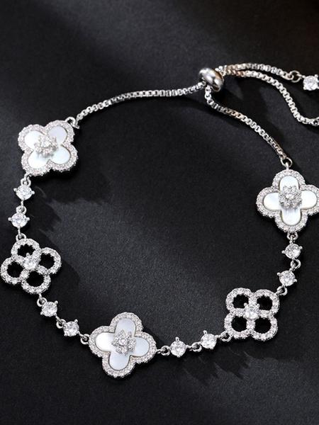 Adjustable Rose Quartz Bracelet, Skin-Friendly Design, Waterproof Silver Color Rose, Fast Free Dhl Shipping