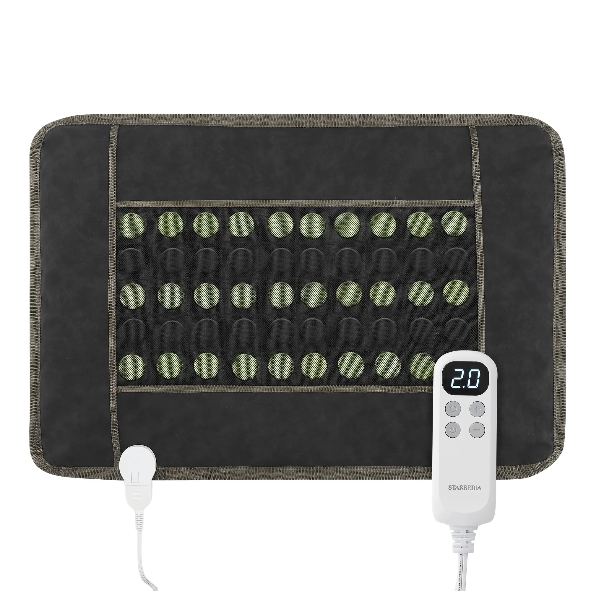 32x21 Inch Far Infrared Heating Pad with 50 Jade Stones, PU Leather, 6 Heat Levels LCD Controller, Black or Brown