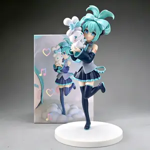 Hatsune Miku X Shirogane Dog Figurine, 20cm PVC Statue, Cute Rabbit Pose, Twin Tails, Formula, Base, Desktop Decor