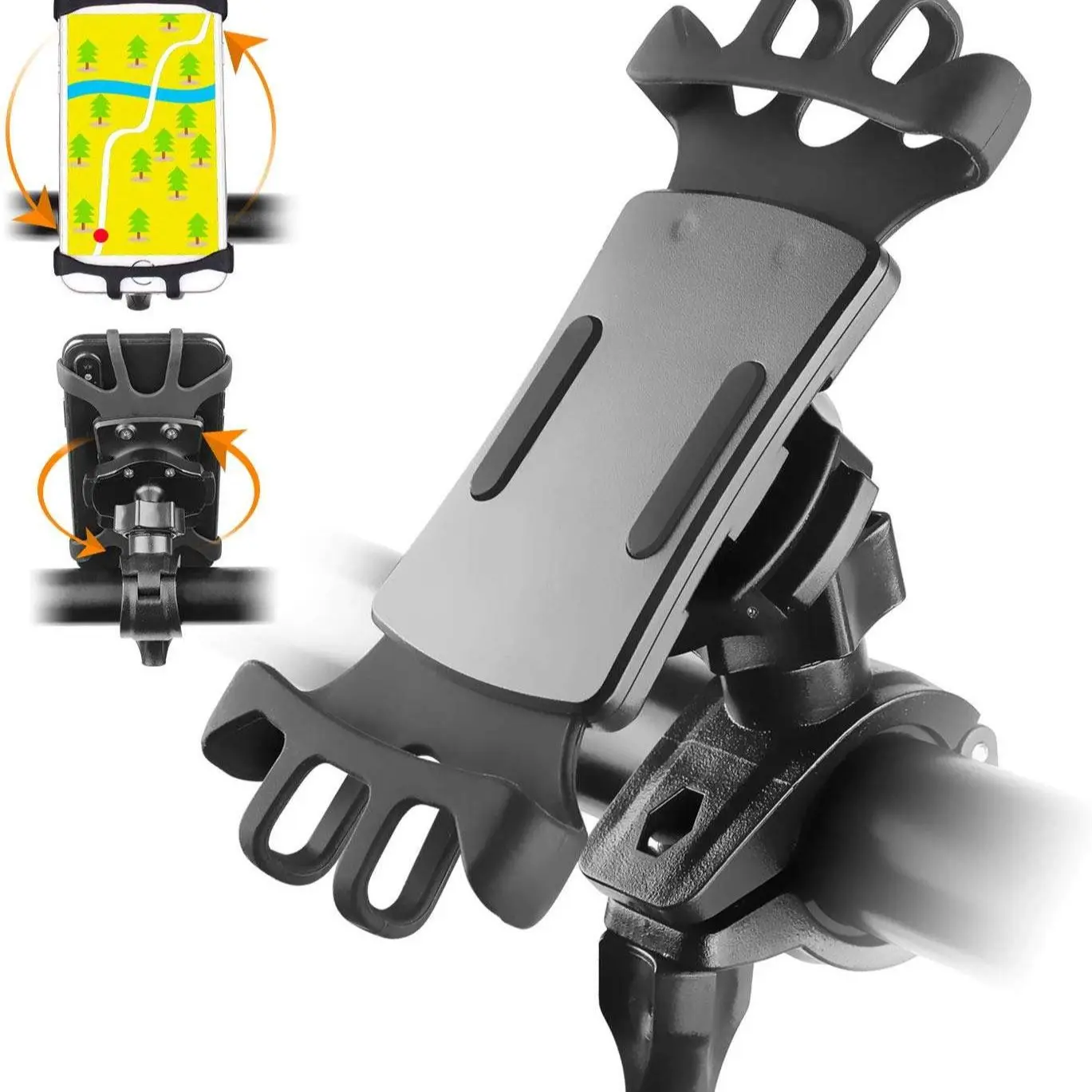 Ohlpro Universal Bicycle Phone Holder, Shock-Absorbing Silicone Mount, Fits 4.5-6.7 Inch Smartphones, for Bike, Stroller, Gym, Bicycle Accessories