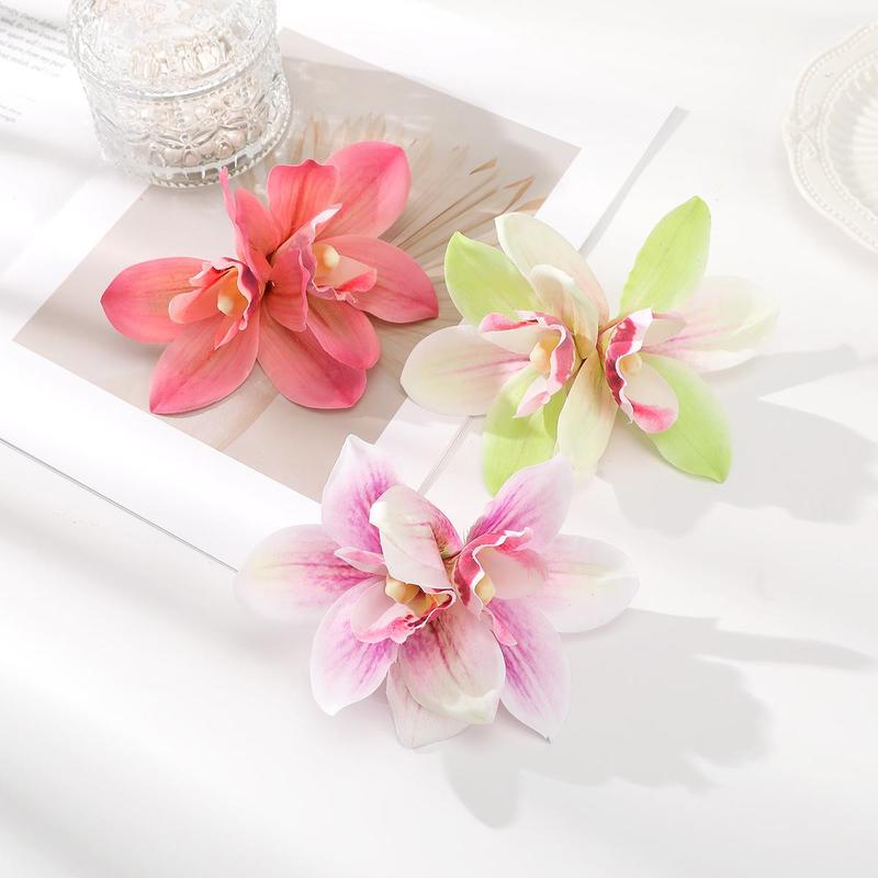 AWAYTR Orchid Flower Large Hair Clip Barrettes Boho Hawaiian Accessories for Women Girls Tropical Floral Bridal Beach Wedding Hairpin Hair Accessories 3Pcs/Set