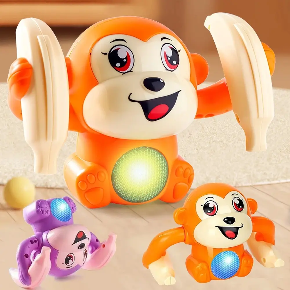 Electric Rolling Monkey Baby Toy, Interactive Toy with Light & Music Sound Effect, Preschool Educational Puzzle Toy, Early Learning Gift for Toddlers Kids