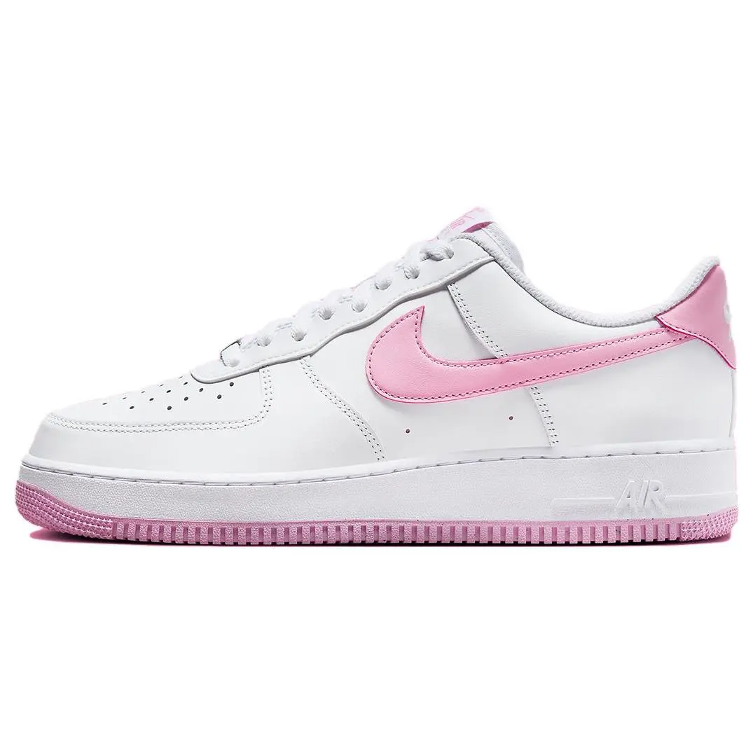 Nike Air Force 1 Low Men's Casual Sneakers in White and Pink Verifiable, with credentials and supporting global authentication