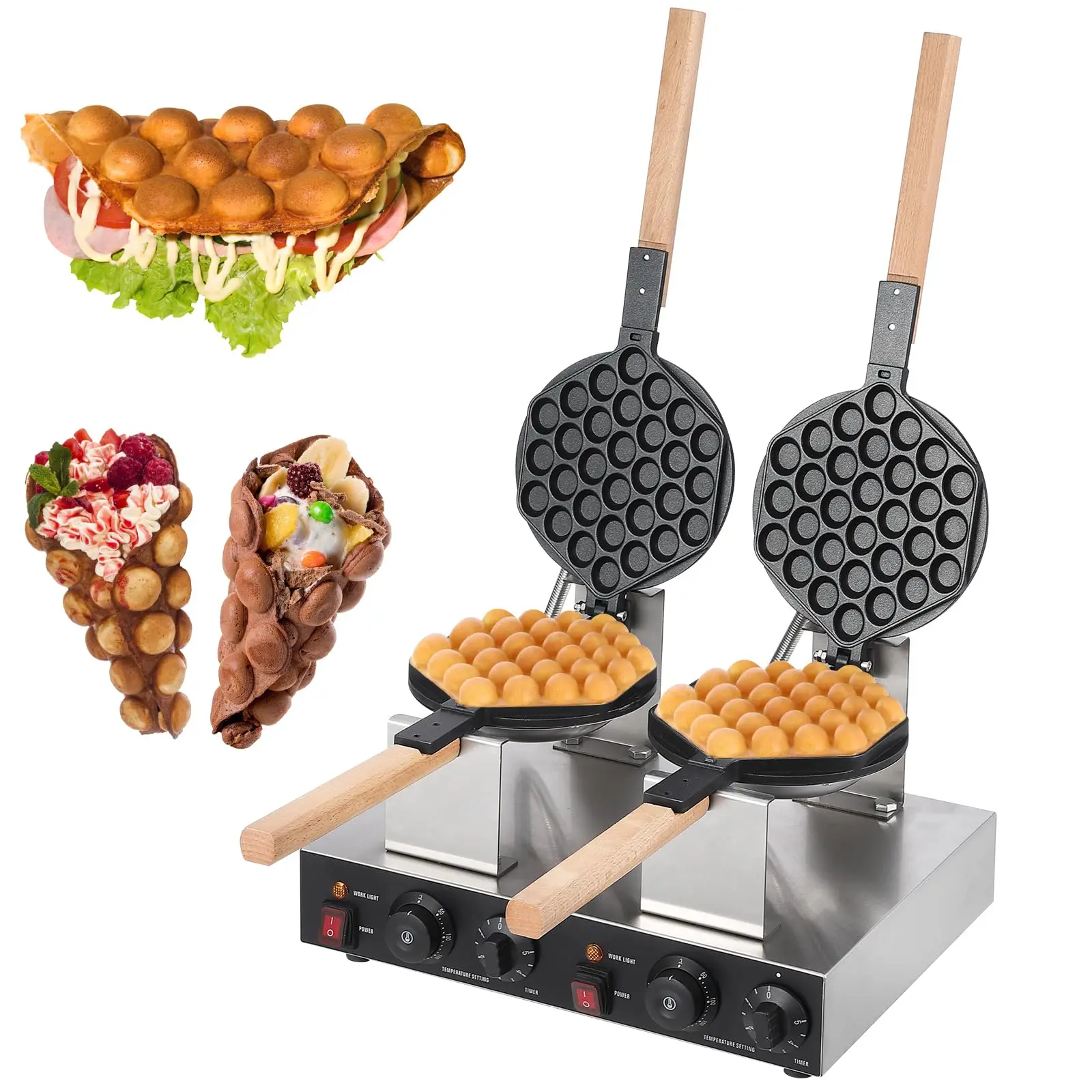 2800W Commercial Double Bubble Waffle Maker Machine for Efficient and High-Quality Bubble Waffle Production in Professional Settings