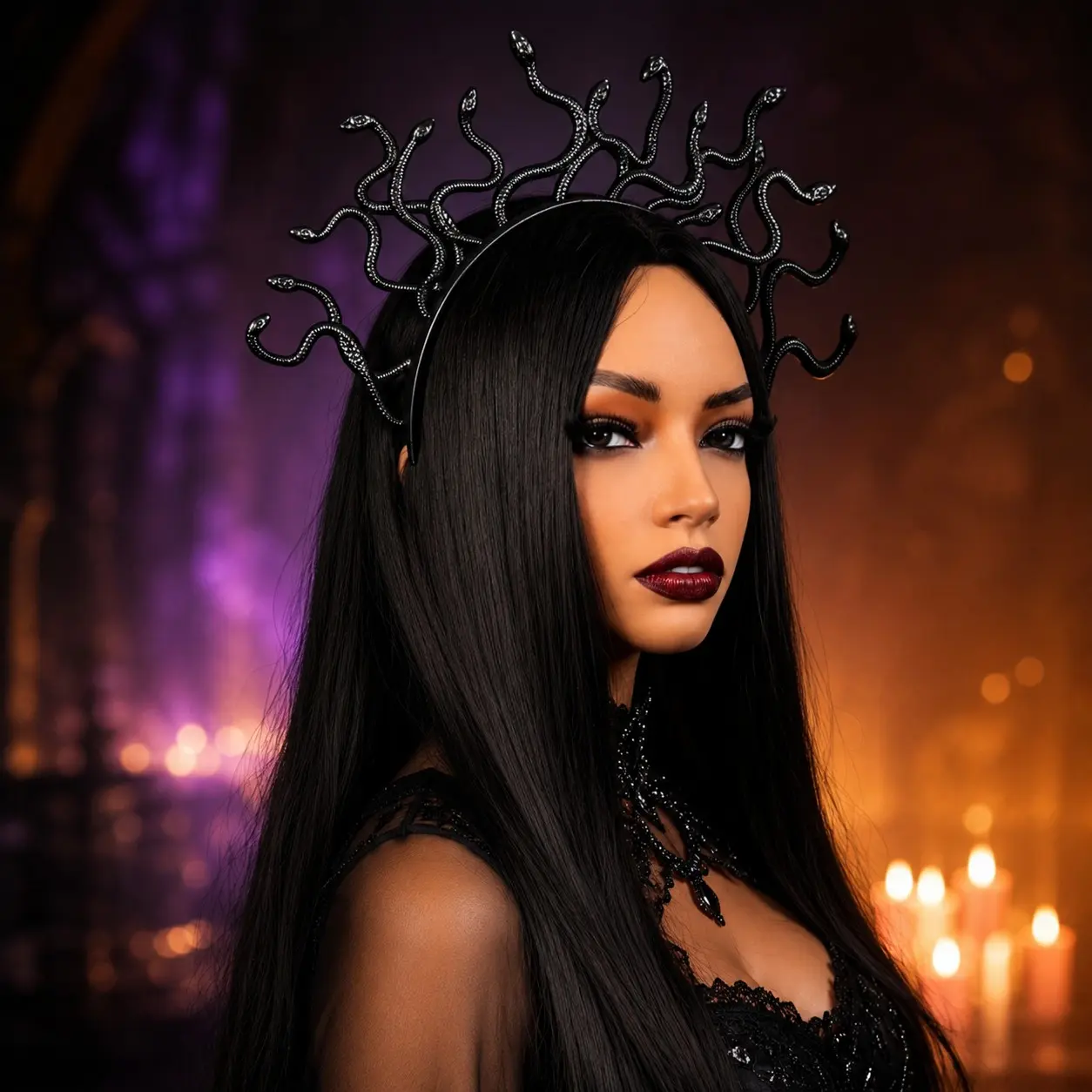 Halloween Medusa Snake Crown Headband, Gothic Snake Tiara Costume Accessory, Mythology Queen Headpiece for Women Girls Cosplay Party Dress Up