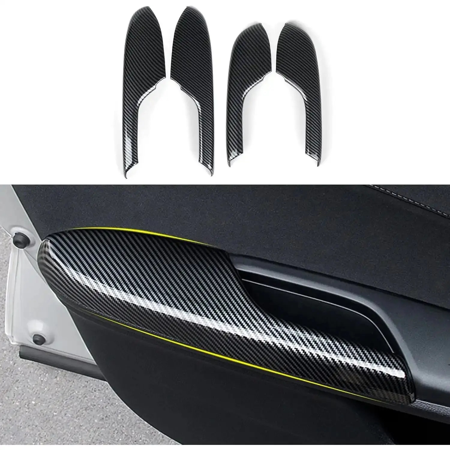 Inner Door Armrest Decor Cover Decals| ABS Carbon Fiber Stickers for 2016-2021 Honda Civic 10th Gen| Car Interior Accessories, Not for Coupe Model