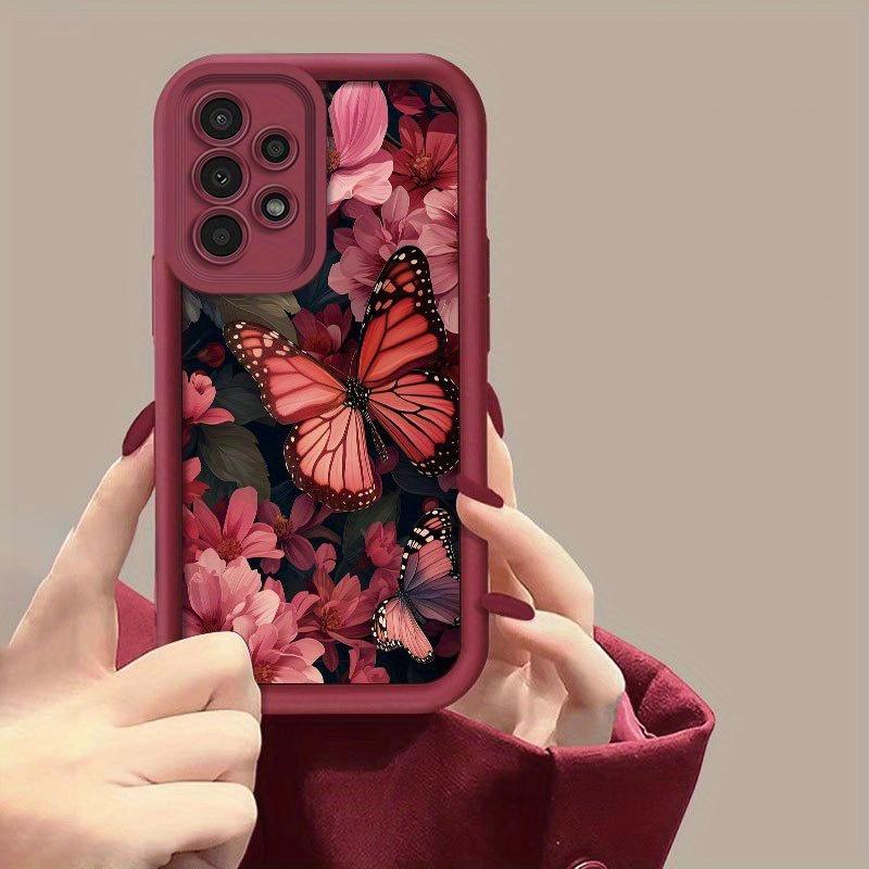 Phone Case: Samsung Butterfly Blooming Flower Pattern Phone Case, Suitable for Samsung Galaxy S26 S25 S24 S23 S22 S21 Fe Plus Ultra A13 A14 A15 A16 A17 A33 A34 A35 A36 A52 A53 A54 Note20