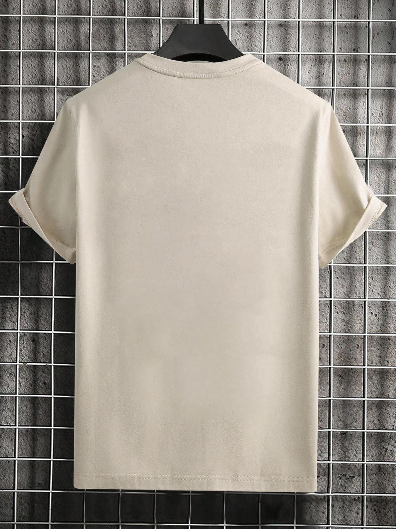 Men's Tropical Coconut Tree & Letter Print Drop Shoulder Sleep Tee, Regular Fit Casual Soft Comfortable Short Sleeve Round Neck PJ T-Shirt for Daily Wear, Sleepwear Loungewear Menswear for Men