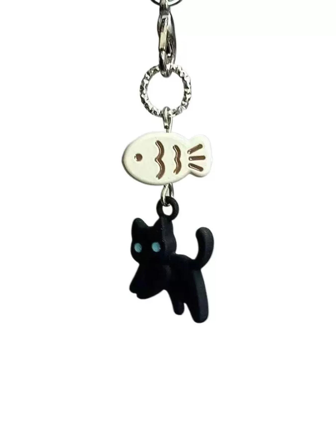 Cute Cat & Fish Design Keychain, Trendy Cute Keychain, Animal Shaped Pendant for Camera, Phone, Backpack, Fashion Accessories for Women & Men