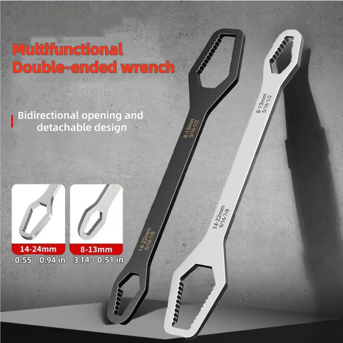 Double-Head Self-Locking Universal Wrench, Multi-Function Quick Wrench, Double Ended Wrench, Industrial Professional Design, Ideal for Auto Repair and Maintenance