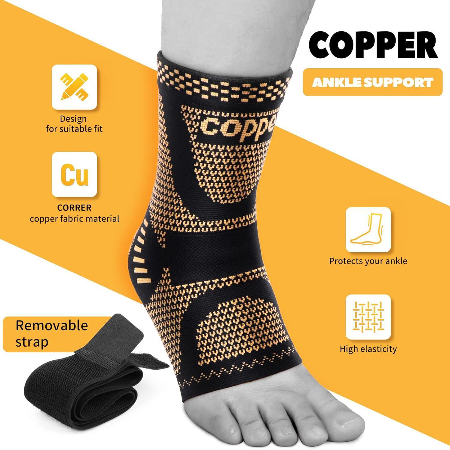 Unisex Copper Color Breathable Ankle Brace, Adjustable Compression Support, Ideal for Running, Basketball, Cycling, Outdoor Activities, Ankle Compression Cuff
