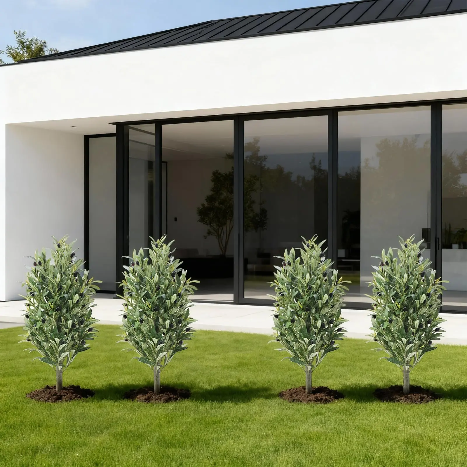 2-Pack 3FT Artificial Olive Trees, UV Resistant with Spikes for Garden & Patio, Thanksgiving Christmas, Artificial Plants for Home Office Wedding Party Gifts Indoor Outdoor Decor
