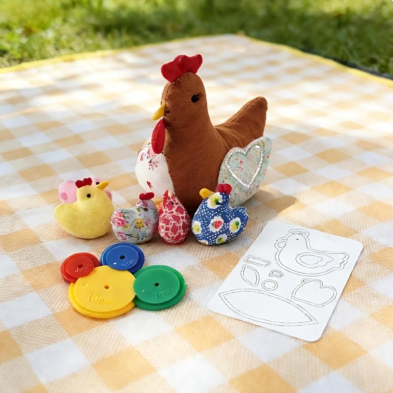 Chicken-themed Patchwork Sewing Template (with 4 tracing tools and hen family motifs) - a colorful handmade guide for quilting, handcrafting, Easter crafts, compatible with sewing machines and hand sewing
